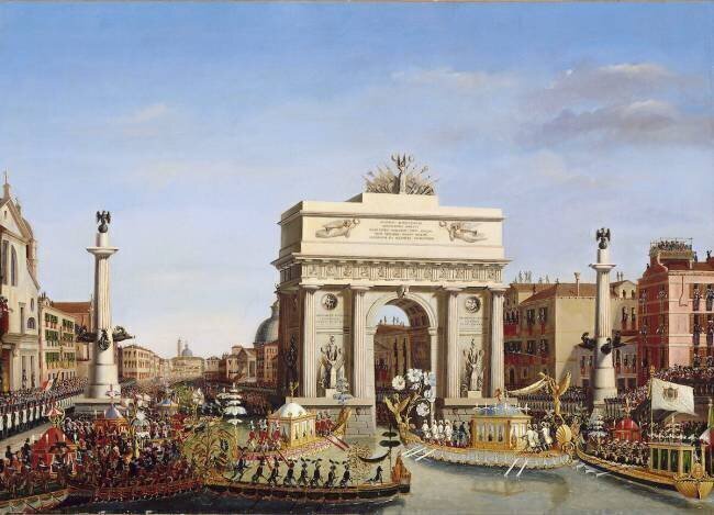 Entrée de l'Empereur en gondole sur le Grand Canal Giuseppe Borsato