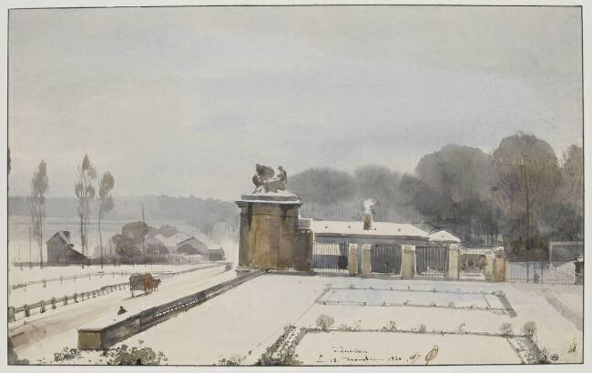 Entrée du parc de Versailles du côté de l'Orangerie, effet de neige, 1840 François-Marius Granet