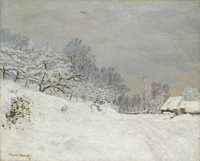 Environs de Honfleur, neige Claude Monet