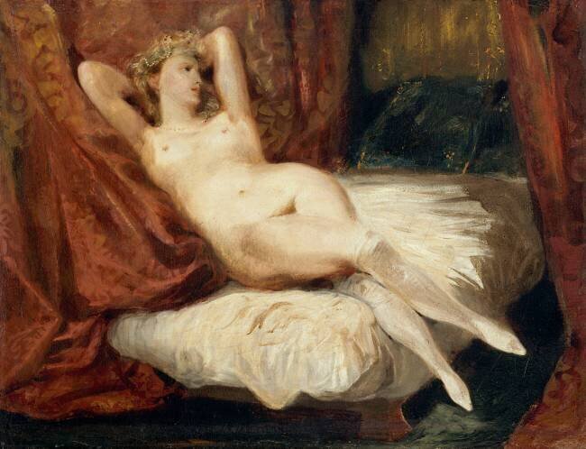 Etude de femme nue, couchée sur un divan, dit la femme aux bas blancs Eugène Delacroix