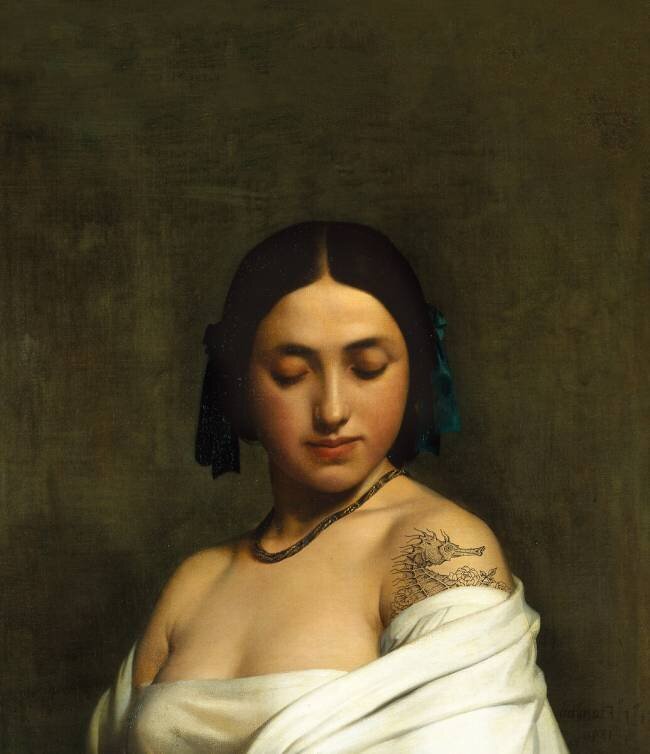 Etude florentine ou jeune fille en buste les yeux baissés Hippolyte Flandrin