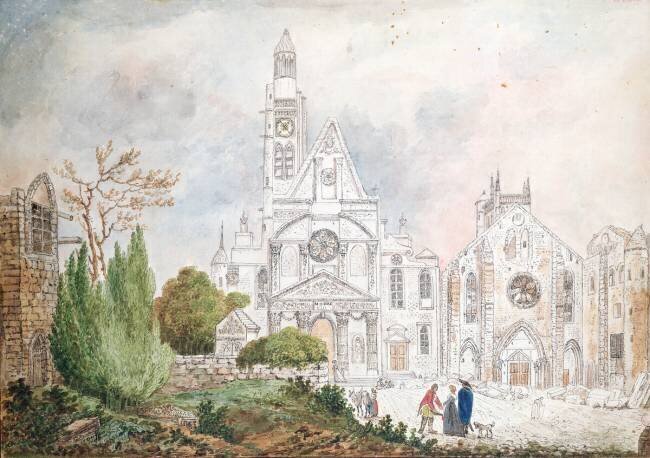 Façade de l'ancienne église de Sainte-Geneviève et Saint-Etienne-du-Mont Mme. Duchateau