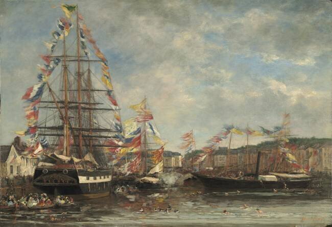 Festival dans le port de Honfleur Eugène Boudin