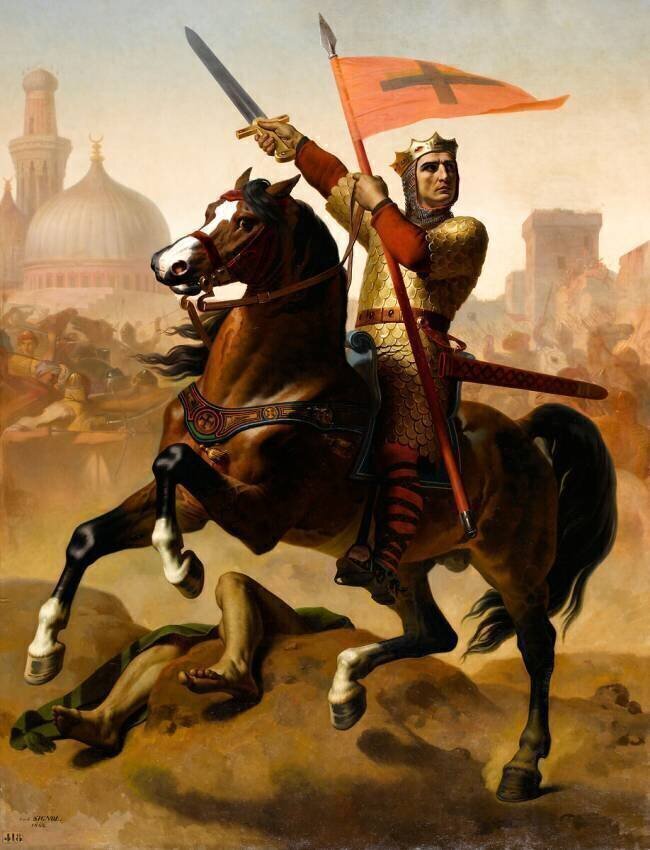 Godefroy de Bouillon, duc de Basse-Lorraine, élu "Avoué du Saint Sépulcre de Jérusalem" en 1099 Emile Signol