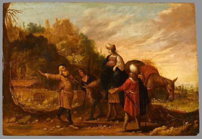Guehazi retournant de la maison de la Sunamite et allant à la rencontre d'Elisée Rombout van Troyen