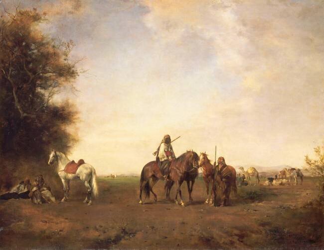 Halte de cavaliers arabes dans la plaine Eugène Fromentin