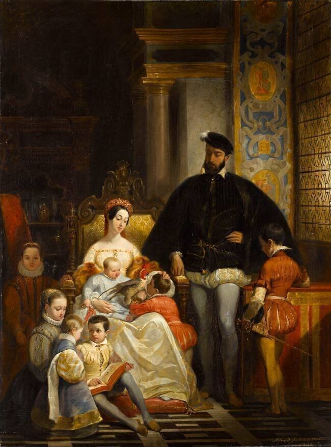 Henri II, roi de France, Catherine de Médicis, et leurs enfants Alfred Johannot