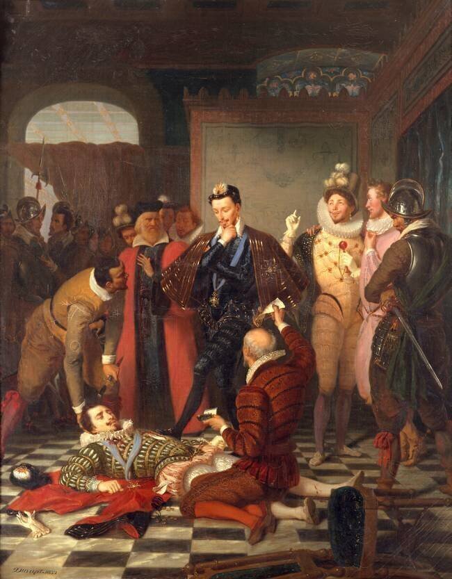 Henri III poussant du pied le cadavre du duc de Guise Charles Durupt