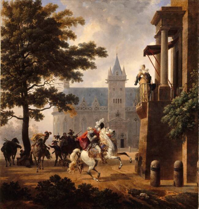 Henri IV caracolant devant une dame à son balcon Nicolas Antoine Taunay