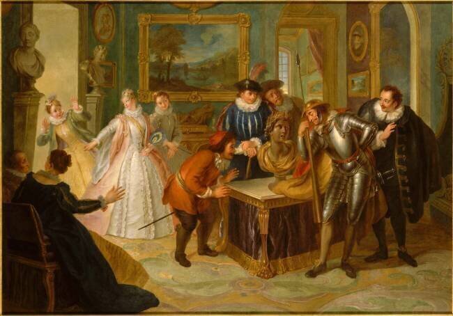 Histoire de Don Quichotte : "Don Quichotte consulte la tête enchantée chez Don Antonio Doréno" Charles-Antoine Coypel
