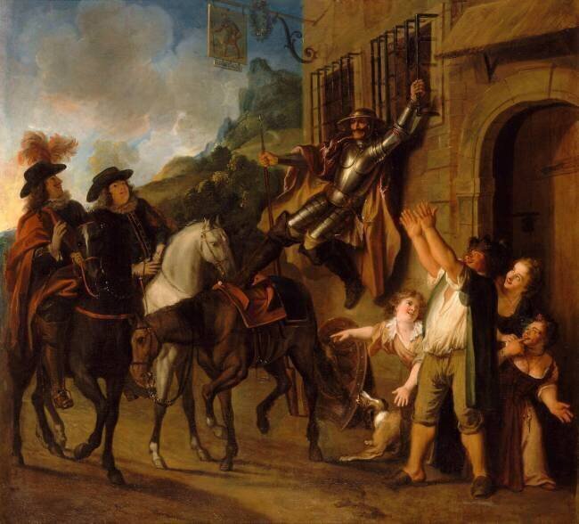 Histoire de Don Quichotte : "Don Quichotte attaché aux barreaux d'une fenêtre" Charles-Antoine Coypel