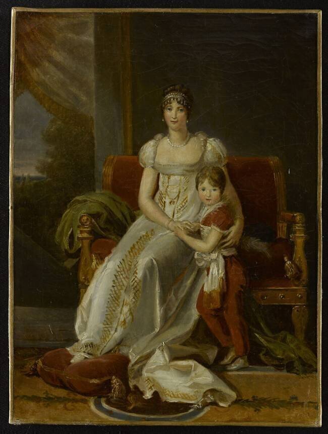 Hortense de Beauharnais, reine de Hollande, représentée en 1806 avec son fils François Gérard
