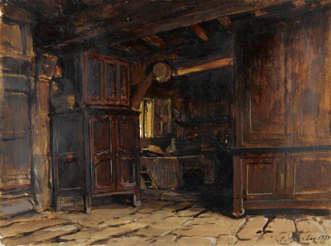 Intérieur de ferme à Varengeville Eugène Isabey