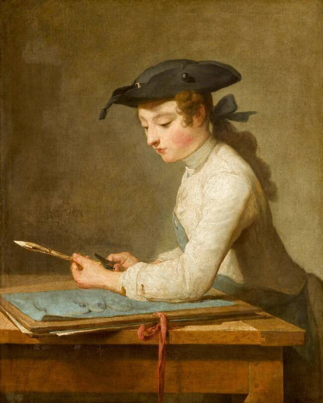 Jeune dessinateur taillant son crayon Jean Siméon Chardin
