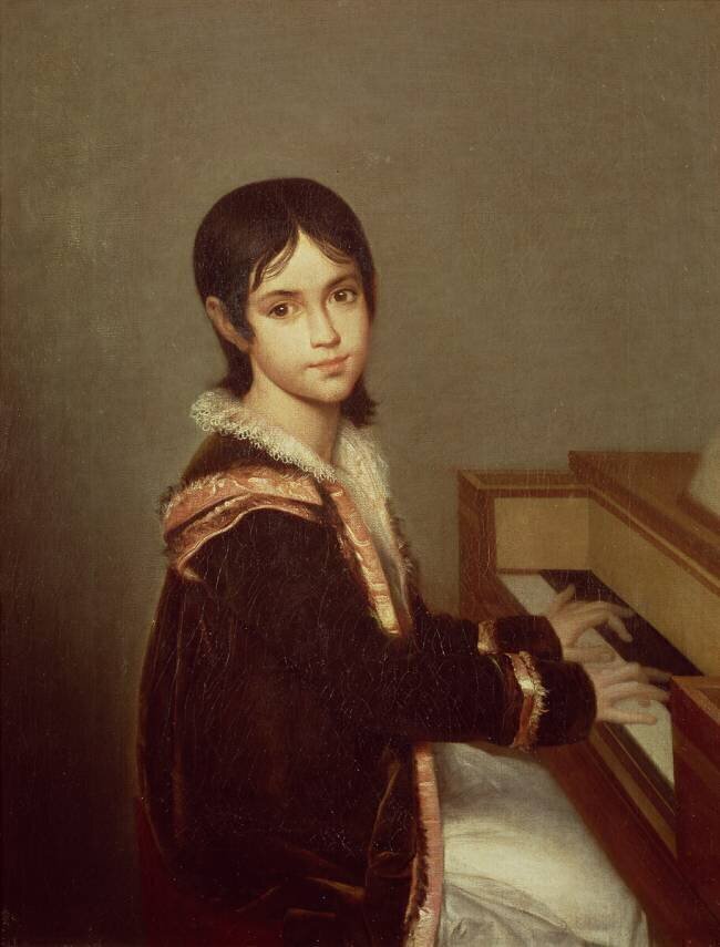 La fille de l'artiste au piano Domingos Antonio de Sequeira