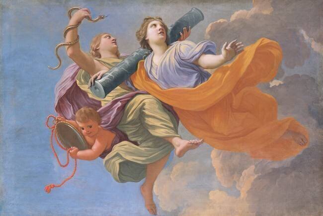 La Force et la Prudence, plafond de la chambre d'Anne d'Autriche au château de Vincennes Michel Dorigny