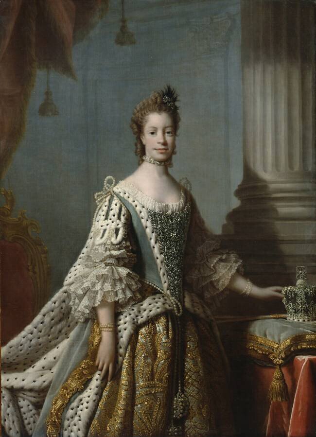 La reine Charlotte Sophie de Mecklembourg-Strelitz, épouse de George III d'Angleterre Allan Ramsay