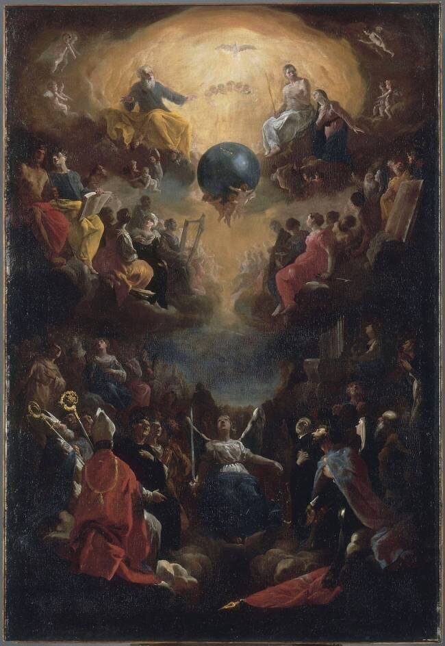 La Sainte Trinité avec des anges et des saints Johann-Heinrich Schönfeld