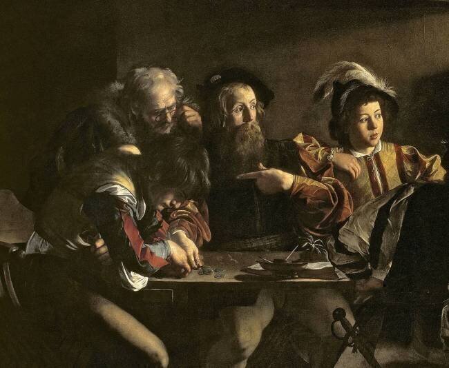 La Vocation de Saint Matthieu (détail) Le Caravage