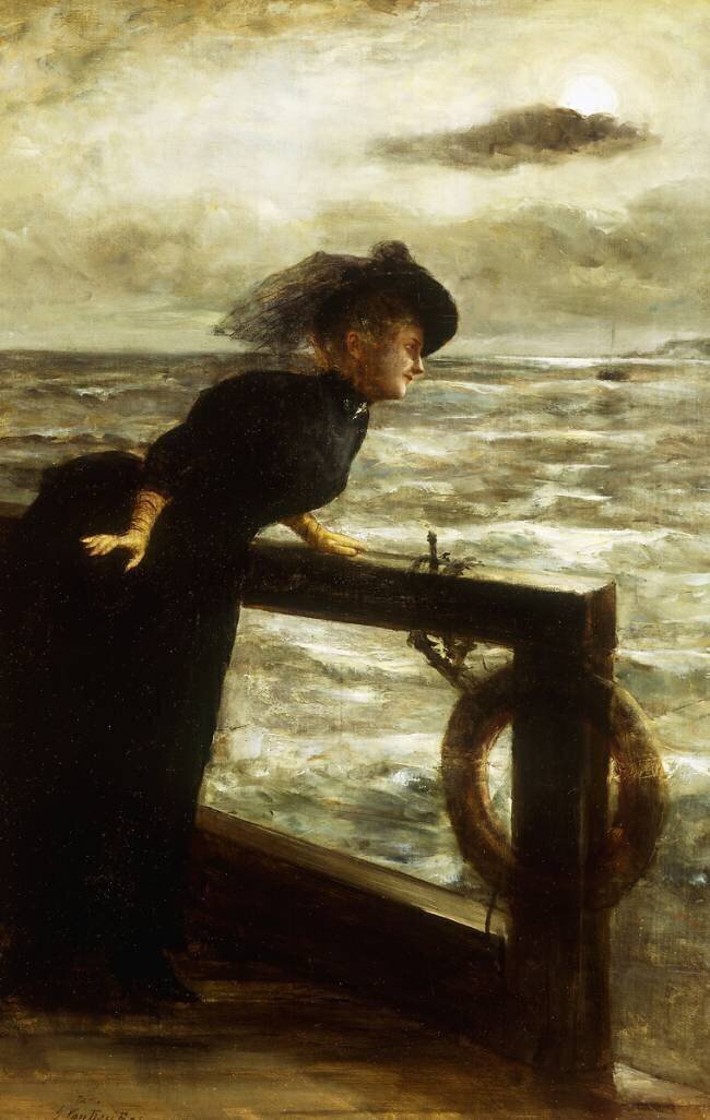 La dame en noir au bord de la mer Georges von den Bos