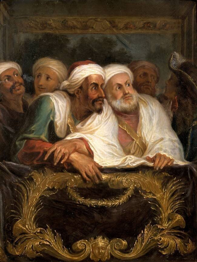 L'ambassadeur du Maroc et son entourage à la Comédie italienne à Paris en février 1682 Antoine Coypel