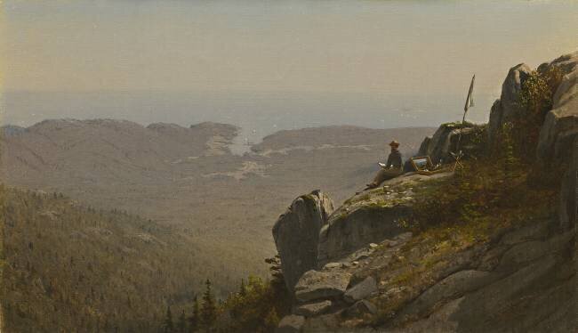 L'artiste faisant des croquis au Mont Desert Sanford Robinson Gifford