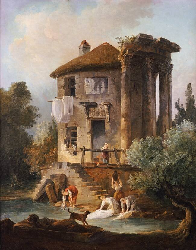 Lavandières devant le temple de la Sibylle Hubert Robert