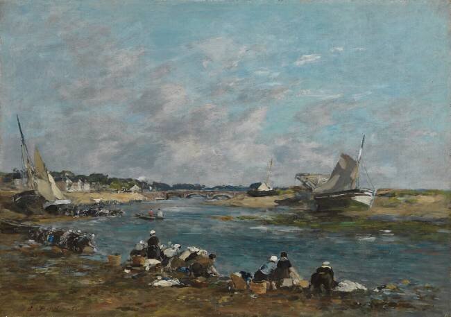 Lavandières sur les rives de la rivière Touques Eugène Boudin