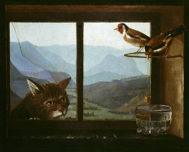 Le Chat et les chardonnerets anonyme