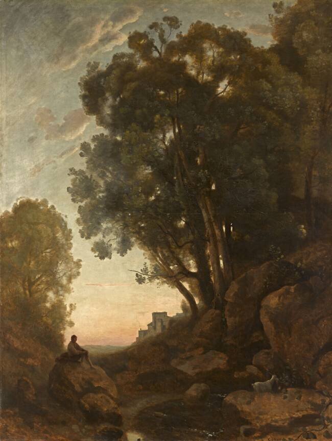 Le Chevrier italien. Effet de soleil couchant Jean-Baptiste Camille Corot