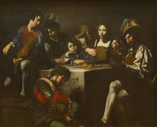 Le Concert au bas-relief Valentin de Boulogne