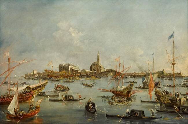 Le Doge sur le Bucentaure, à San Nicolo di Lido à Venise, le jour de l'ascension Francesco Guardi