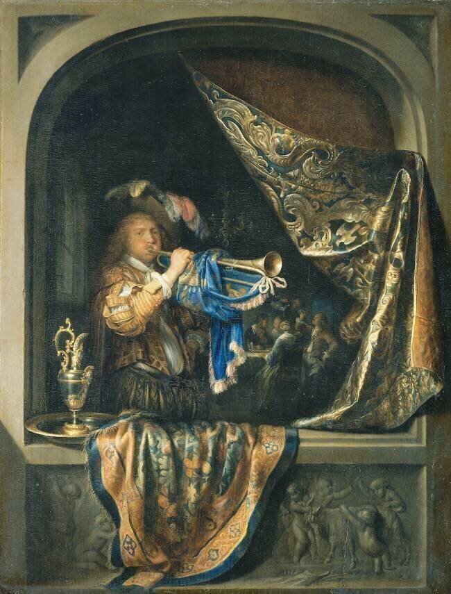 Le Joueur de trompette Gérard Dou