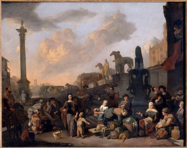 Le Marché aux herbes à Rome Johannes Lingelbach