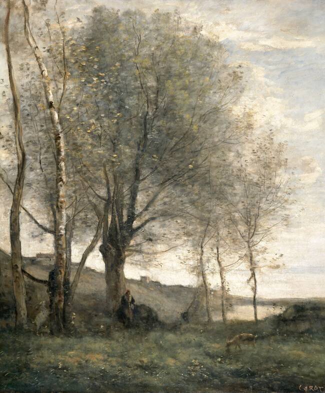 Le pâtre aux deux chèvres Jean-Baptiste Camille Corot