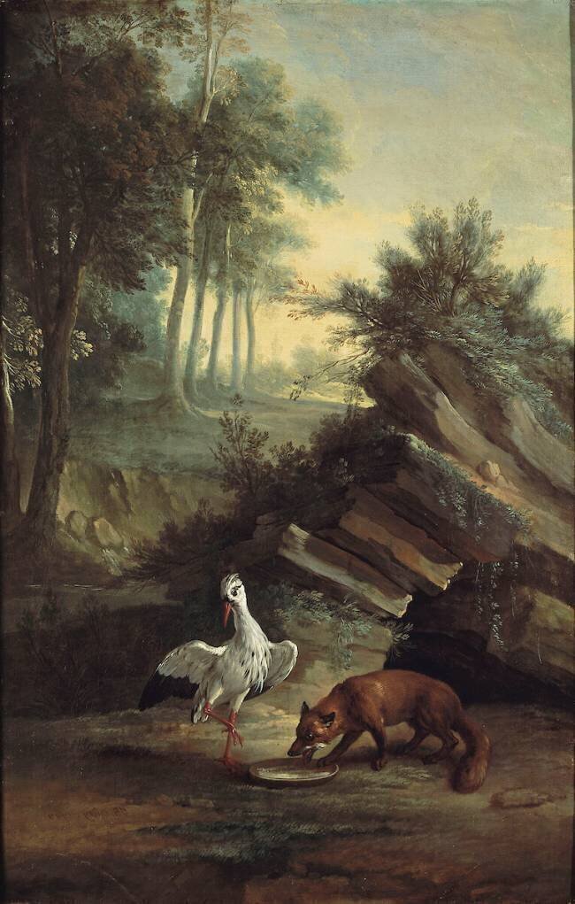 Le Renard et la Cigogne, Fable de La Fontaine Jean-Baptiste Oudry