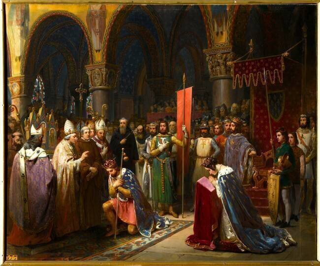 Le roi Louis VII prend l'oriflamme à Saint-Denis Jean-Baptiste Mauzaisse