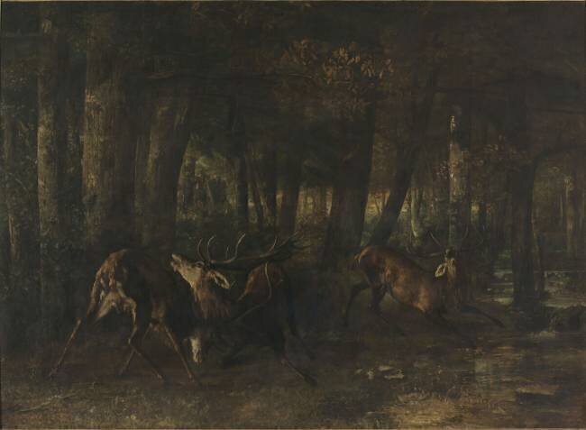Le rut du printemps, combat de cerfs Gustave Courbet