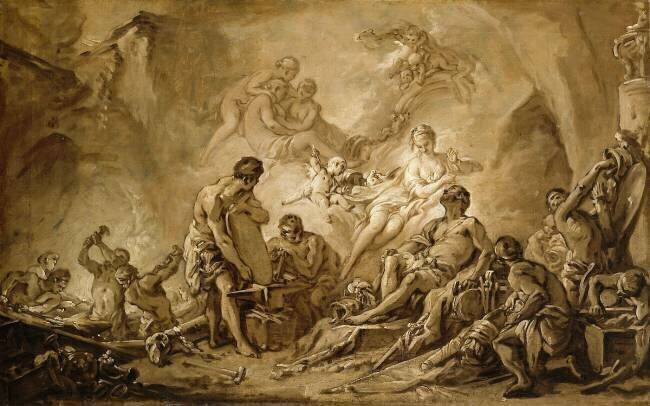 Les Forges de Vulcain. Esquisse en grisaille François Boucher