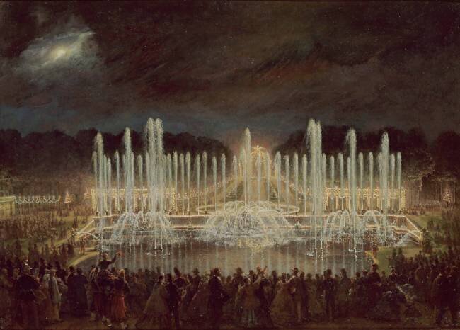 Les Grandes Eaux illuminées au bassin de Neptune à Versailles Eugène Lami