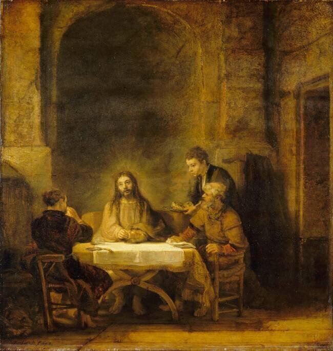 Les pèlerins d'Emmaüs Rembrandt