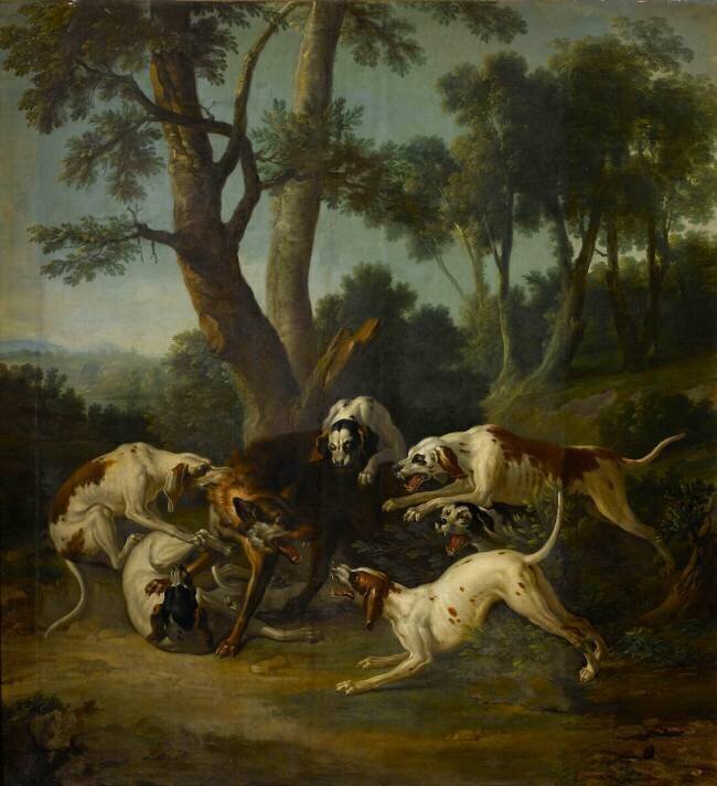 Loup tenant tête à six chiens Jean-Baptiste Oudry