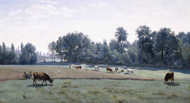 Marcoussis - Cows Grazing Jean-Baptiste Camille Corot