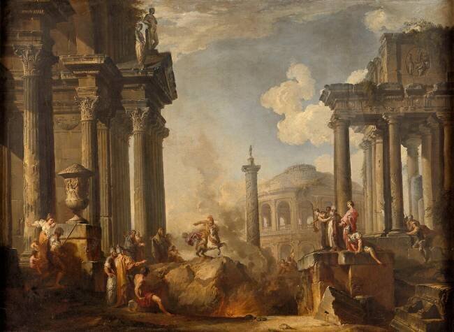Marcus Curtius se jetant dans le gouffre Giovanni Paolo Pannini