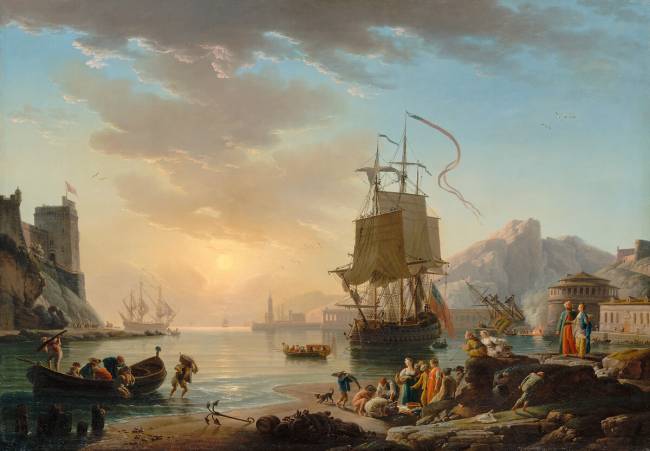 Marine, soleil couchant Joseph Vernet