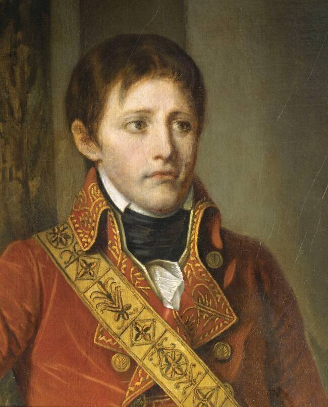 Napoléon Bonaparte, Premier Consul, représenté devant une vue de la ville d'Anvers en 1803 (détail) Jean-Baptiste Greuze