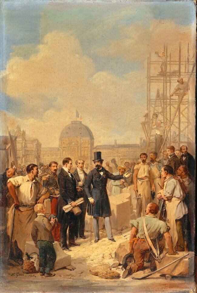 Napoléon III visitant le chantier du Louvre Nicolas Gosse