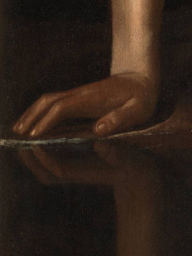 Narcisse (détail) Le Caravage