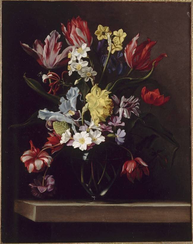 Nature morte au vase de fleurs sur un entablement Jean-Michel Picard