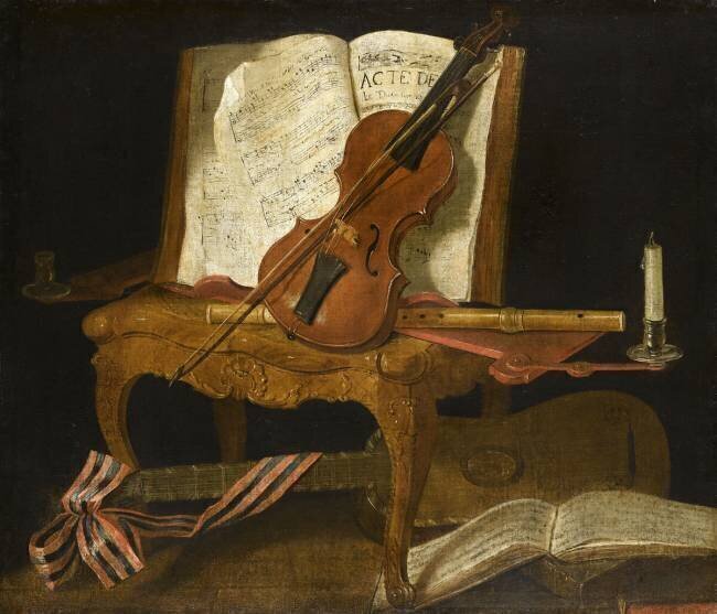 Nature morte au violon, devant de cheminée Jean-Baptiste Oudry